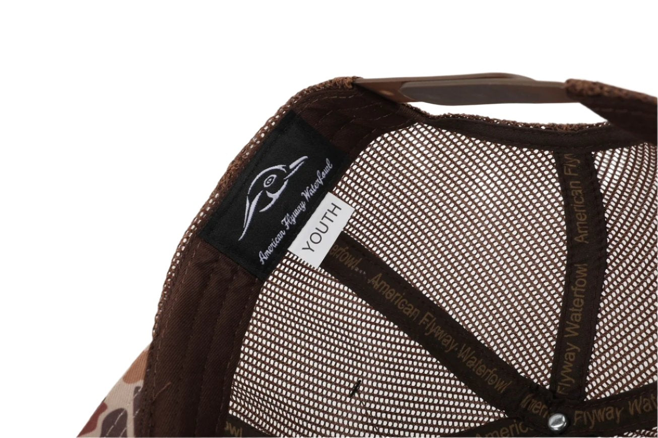 Youth 7 Panel Brown Old School 3 D Puff Buck w/ Brown Mesh