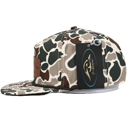 Leather Patch Green and Brown Camo Vintage Rope Old School Hat