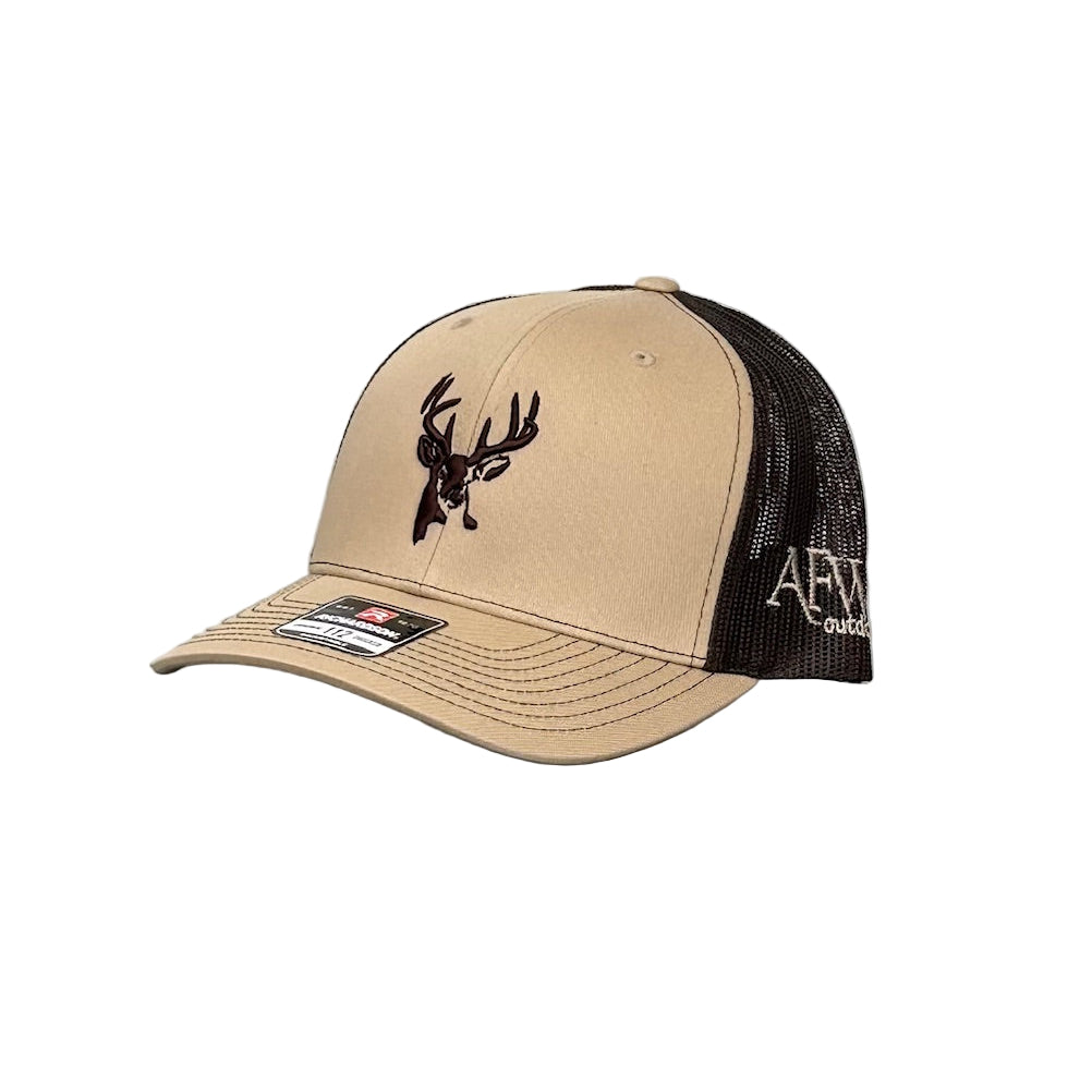 112 Khaki / Coffee Buck Logo Trucker