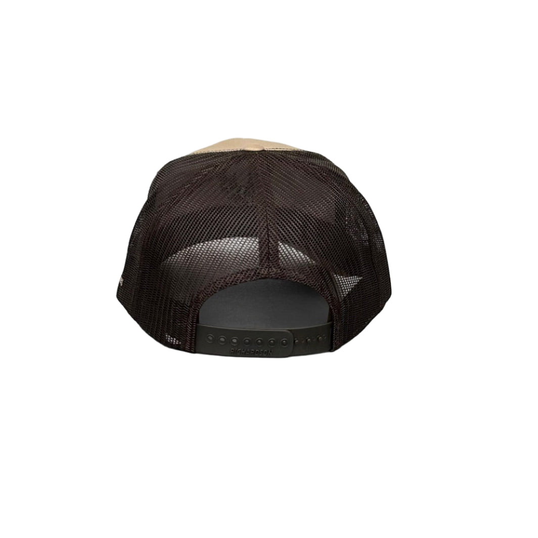 112 Khaki / Coffee Buck Logo Trucker