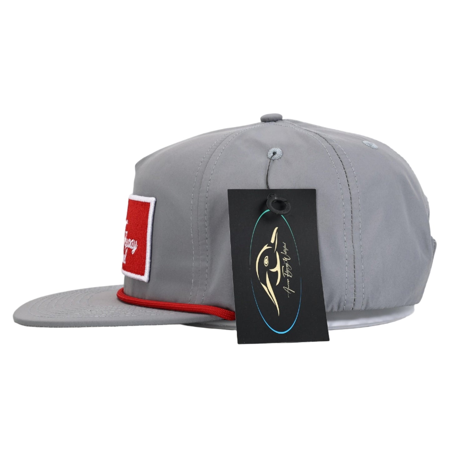 Throwback Vintage Rope Hat Grey with Patch and Red Rope